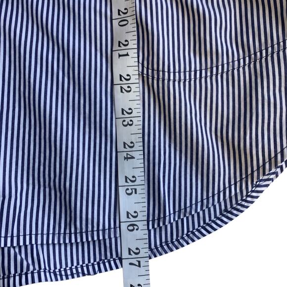 J.Crew Shirt Women's X-Small Re-Imagined Button Up Striped Navy White Pockets - Picture 8 of 8